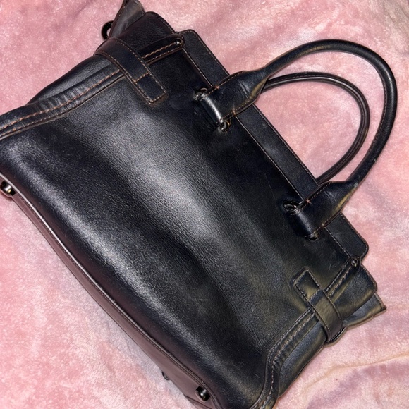Coach Black and Brown Satchel with Quilted Design